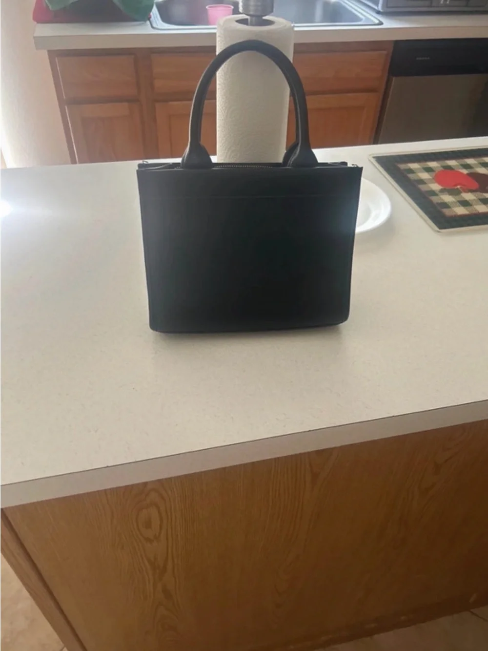 Classic Black Leather Tote Handbag